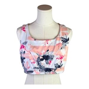 Xersion Floral Strappy Racerback Sports Bra Pink White Black Medium Support M